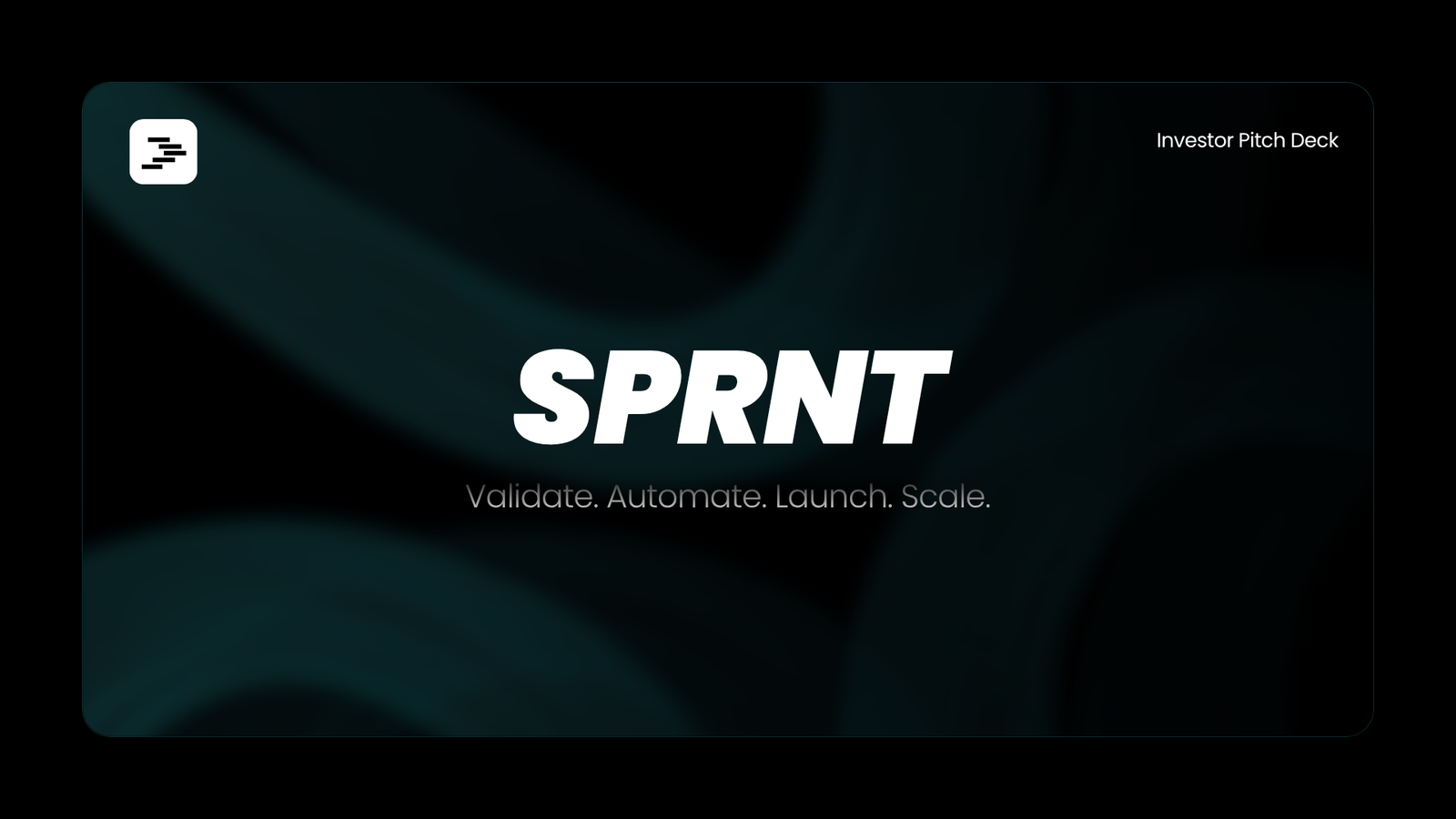 SPRNT investor pitch deck platform overview slide 1